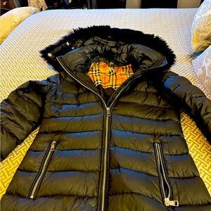 Blueberry Puffer Coat with Faux Fur detachable hood